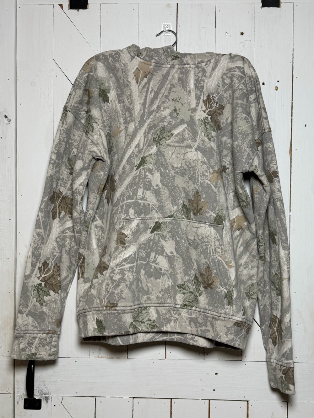 Abercrombie Kids Neutral Camo Pullover Hoodie Boys Size 17/18 Gray Green